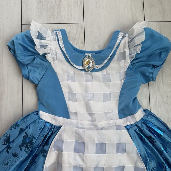 Disney  Alice in Wonderland Girls Costume Dress Size 9/10 - Blue & White - Picture 2 of 8